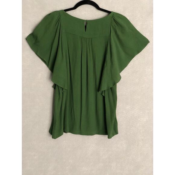 Maeve Women's Small Cape Sleeve Gathered Front Top Green - Picture 5 of 6